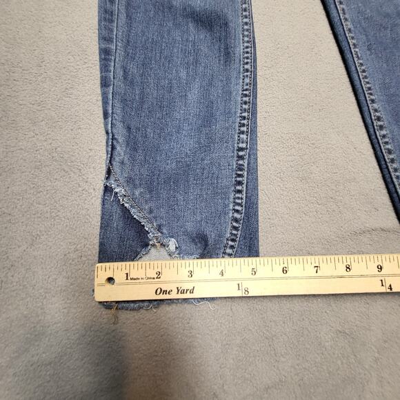 We the Free People Jeans Womens 26 Blue Straight Leg Distressed Denim Stretch - Picture 6 of 11